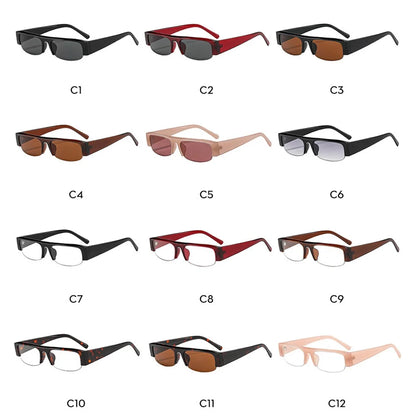 ochelari de soare vintage, mici, dreptunghiulari, cu jumătate de ramă, negri, cu lentile în degrade leopard, pentru femei, ochelari de soare la modă pentru condus