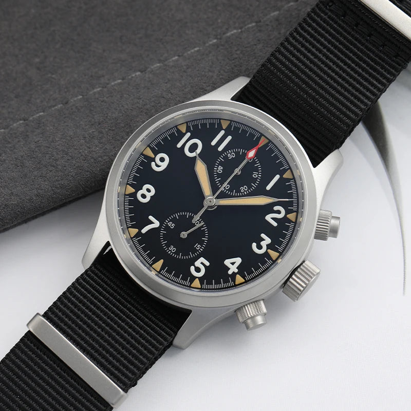 Militado ML1868KF Retro VK67 Quartz Chronograph Watch Stainless Steel Case 3 Dial Waterproof 100M  Multifunction Military Watch