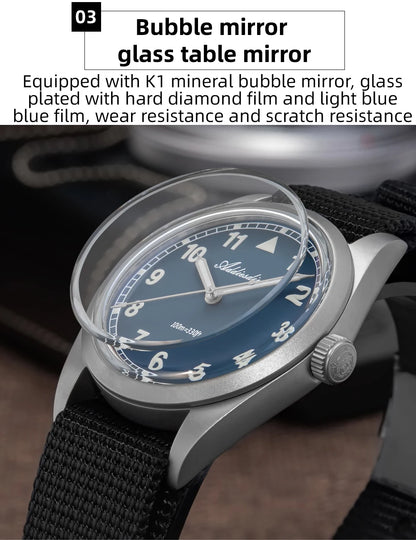 ADDIESDIVE 36mm analoge Herrenuhr mit gewölbtem Spiegelglas, 100m wasserdicht, leuchtend, schlichte Quarzuhr für Herren mit Nylonarmband