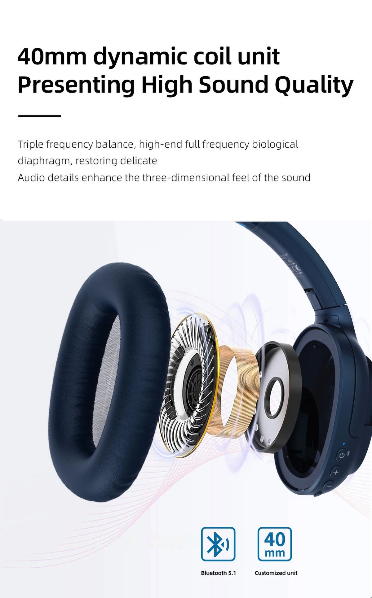 1Mii E700 Wireless Bluetooth Headphones LDAC Lossless Hi-Res Sound,ANC Active Noise Reduction ,HIFI Stereo Gaming Headset,65H