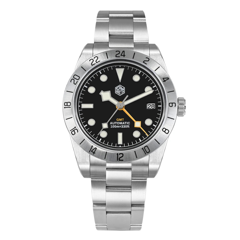 San Martin New 39mm NH34 BB GMT Automatic Mechanical Watch Sport Watch Sapphire Luminous Waterproof 100m for Men Watch SN0054