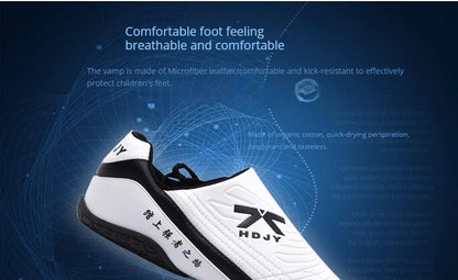 Firmway Professional Taekwondo Shoe for Unisex Soft Sole Kids Kung Fu Comfortable Men Women Tai Chi Karate Shoes White Sneakers