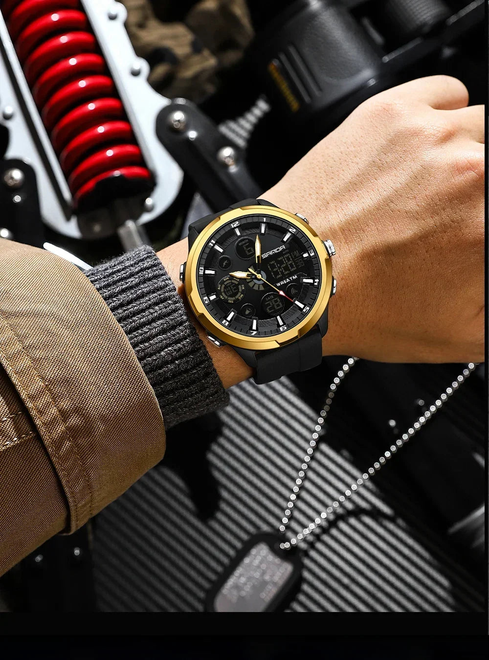 SANDA 9053 G Sports Military Men's Watches Luxury Digital Watch 50M Waterproof Quartz Wristwatch for Male Relogios Masculino