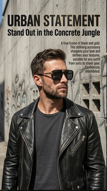Ochelari de soare pătrați polarizați pentru bărbați, de lux, în stil vintage, cu punte dublă, lentile cu gradient, ochelari de soare pentru șofat, ochelari de soare retro cu partea superioară plată, pentru bărbați