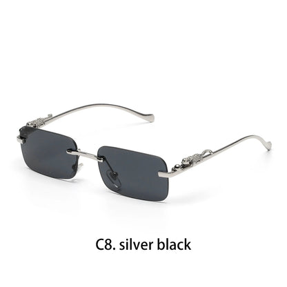 Ruiao rimless sunglasses UV400 fashion square metal glasses for men women designer man's brand sun glasses shades for outdoor