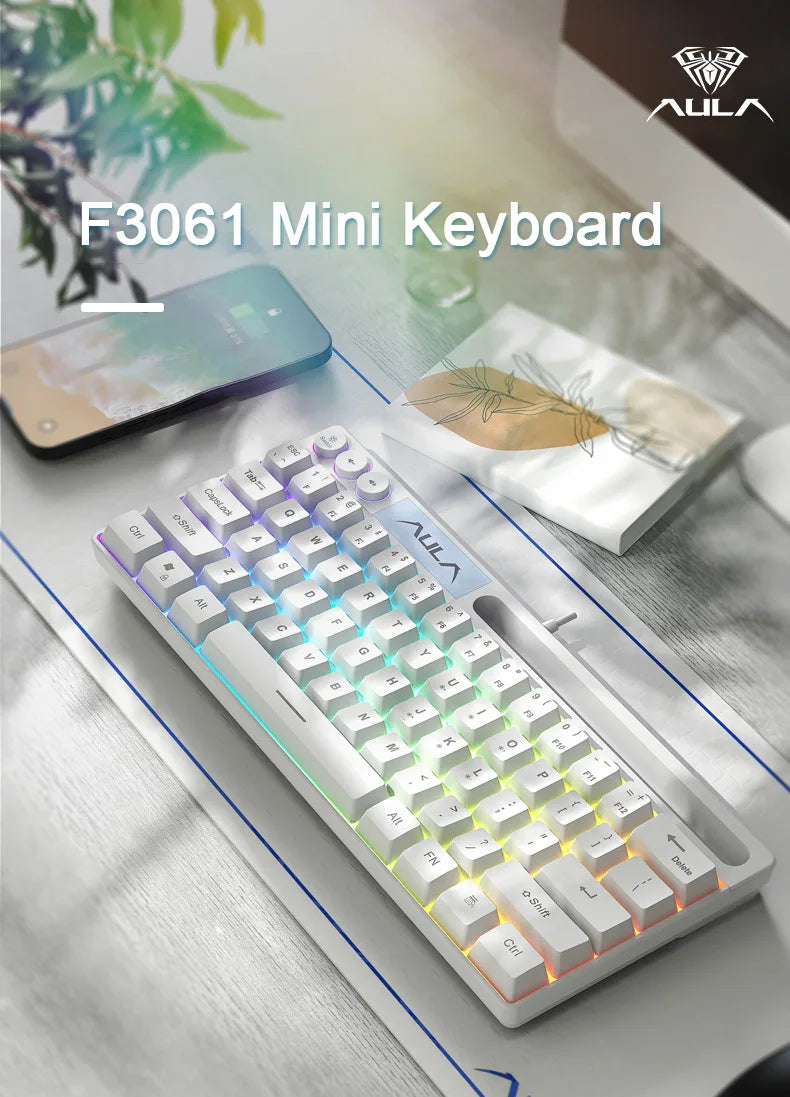AULA F3061 Wired RGB Gaming Keyboard Membrane Keyboar 60% Gamer klawiatura pc teclado de computador usb teclados cute key board