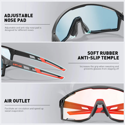 KAPVOE Ochelari UV400 pentru bărbați și femei, pentru ciclism de șosea, sporturi montane, activități în aer liber, ochelari de soare fotocromatici pentru ciclism, ochelari de bicicletă