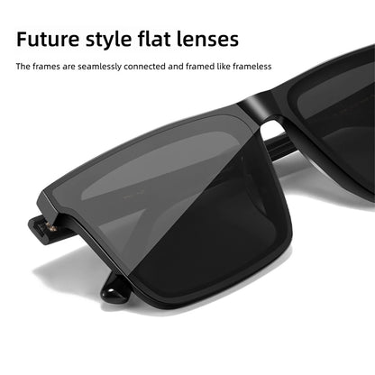Ochelari de soare polarizați CAPONI din nailon, cu rame din acetat, design pătrat și plat, pentru bărbați, protecție UV400, lentile negre CP7499