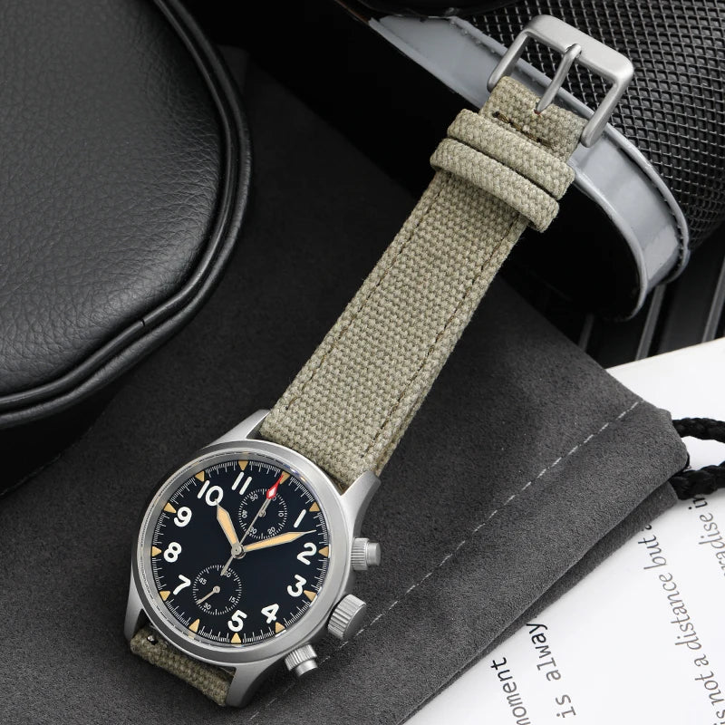 Militado ML1868KF Retro VK67 Quartz Chronograph Watch Stainless Steel Case 3 Dial Waterproof 100M  Multifunction Military Watch