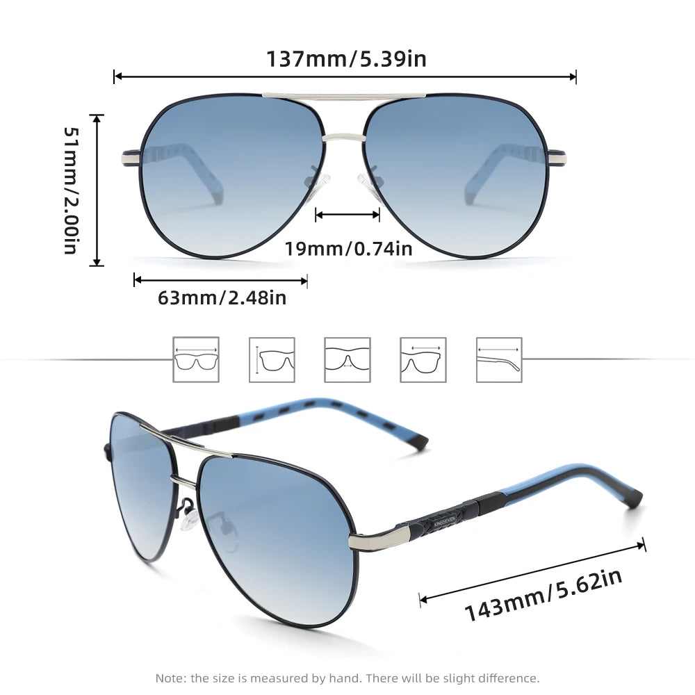 Ochelari de soare pentru bărbați marca KINGSEVEN, model Pilot, cu lentile polarizate UV400, ramă din aluminiu, ochelari de condus, ochelari casual pentru femei