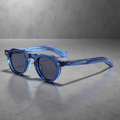 HBK Vintage – Ochelari de soare simpli, rotunzi, pentru bărbați, cu ramă mică, din acetat de înaltă calitate; ochelari de soare pentru femei, pentru petreceri, călătorii și activități în aer liber