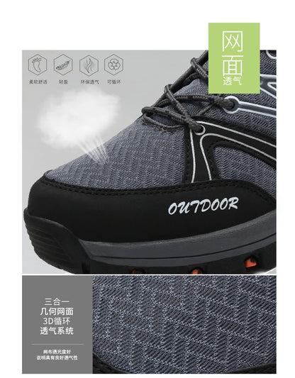 Sapatos de caminhada de marca para homem em malha respirável, calçado de viagem outdoor impermeável para caça e pesca, sapatos desportivos de montanha, todo-o-terreno e equitação