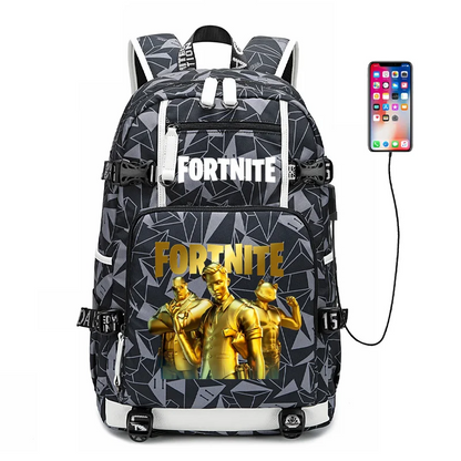 Mochila escolar para estudante com estampado do jogo Fortnite, para rapazes e raparigas, grande capacidade, impermeável, leve e resistente, presente de aniversário