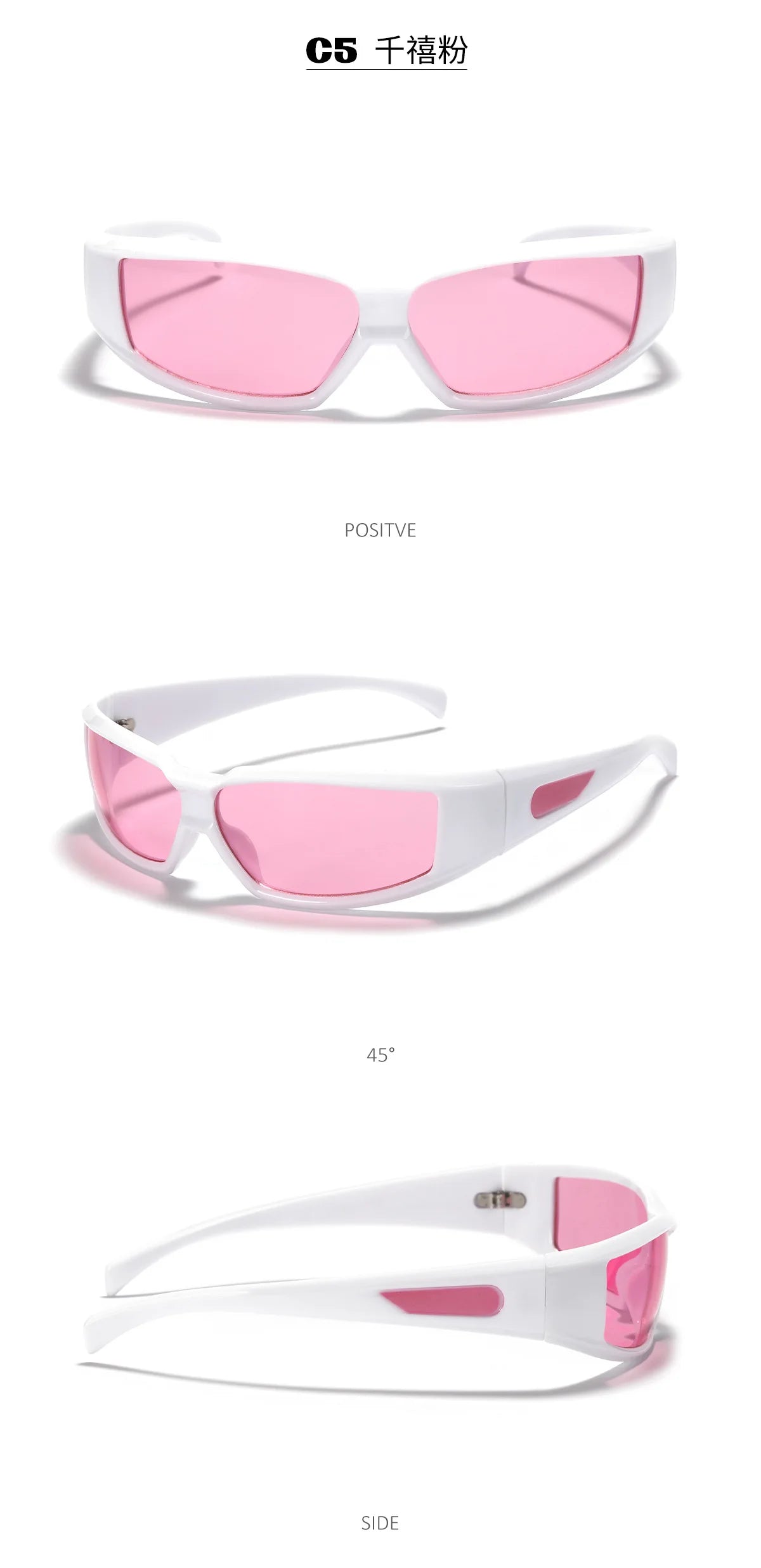 KLASSNUM Ochelari pentru femei Y2k Ochelari de soare la modă pentru bărbați, cu un design futurist și tehnologic Ochelari de soare argintii și roz pentru fete, cu protecție UV400