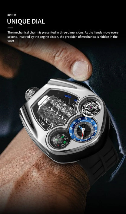 PINDU Design Engine Watches Men Top Brand Luxury Watch Compass Waterproof Quartz Wristwatch Festival Limited Watch + Gift Box