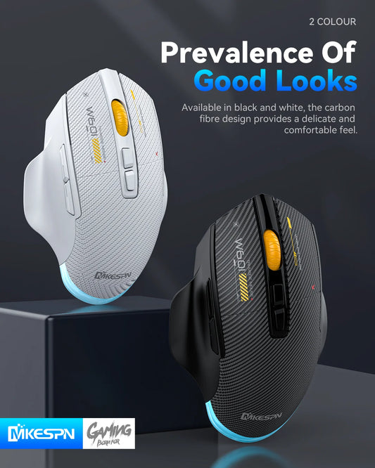 Mouse da gaming wireless Bluetooth, 12800 DPI, mouse RGB cablato/wireless con 7 pulsanti programmabili, per PC, laptop e gaming