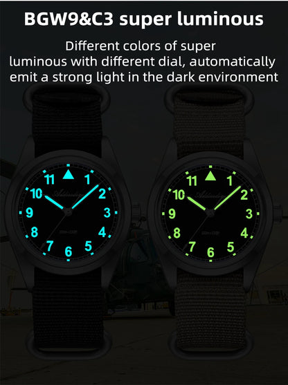 ADDIESDIVE 36mm analoge Herrenuhr mit gewölbtem Spiegelglas, 100m wasserdicht, leuchtend, schlichte Quarzuhr für Herren mit Nylonarmband