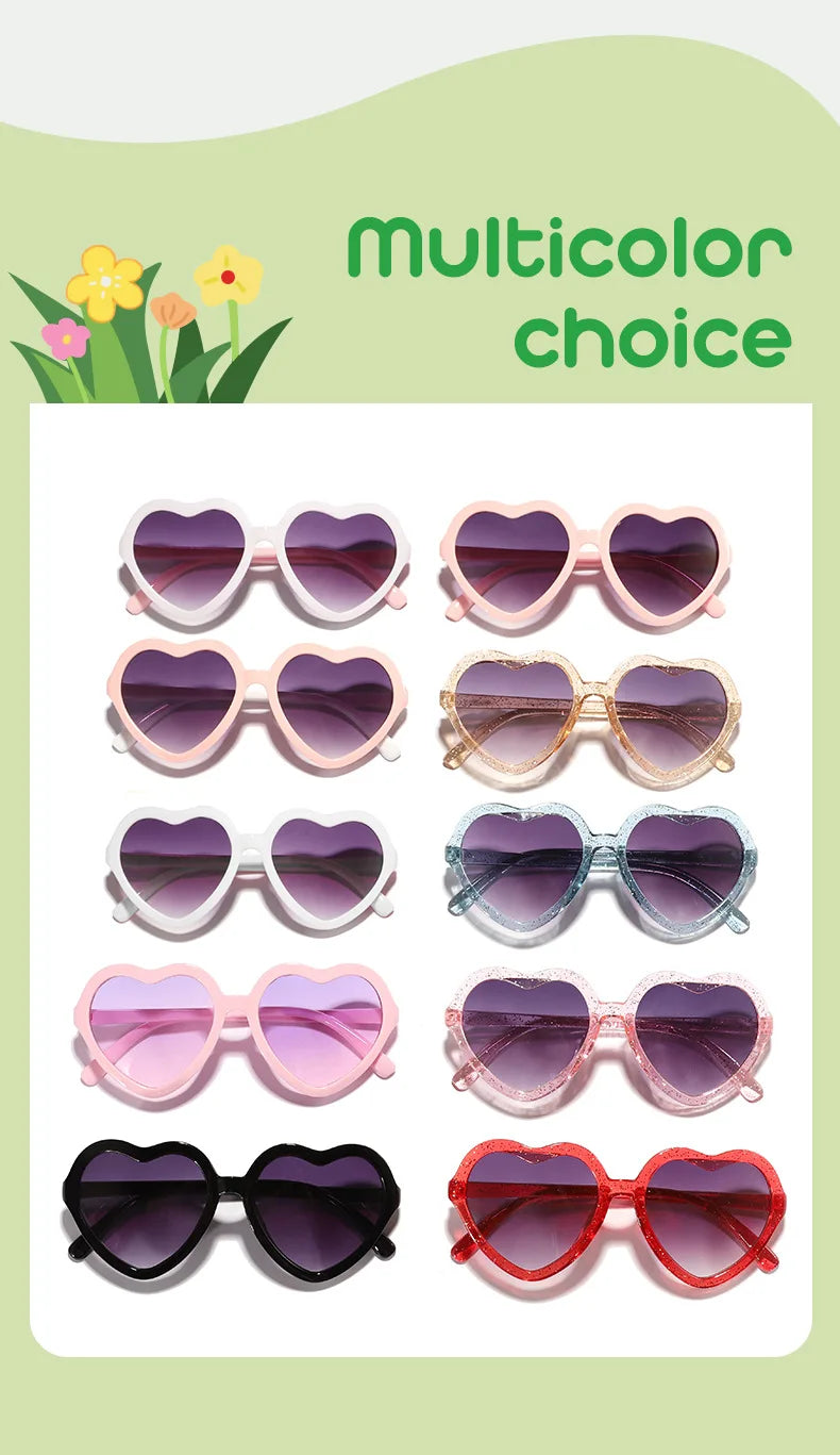 Ochelari de soare eleganți pentru copii, roz trandafiriu, cu inimioare, protecție UV400, ramă reglabilă, pentru băieți, fete, bebeluși și copii mici de 0-12 ani