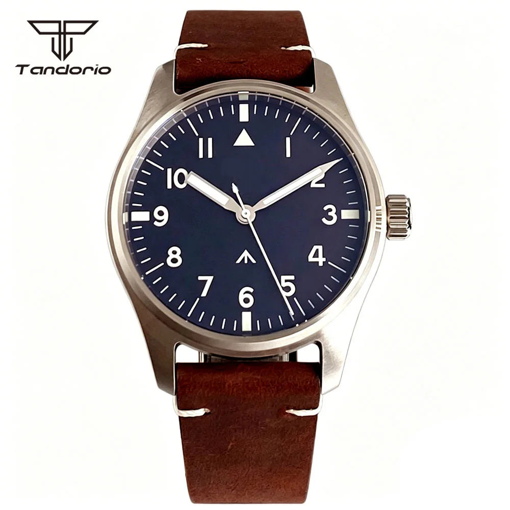 Tandorio 39mm Pilot Aviator Watch Sapphire Glass Luminous Automatic Japan NH35 or VH31 Quartz Movt 20BAR Diving Wristwatch