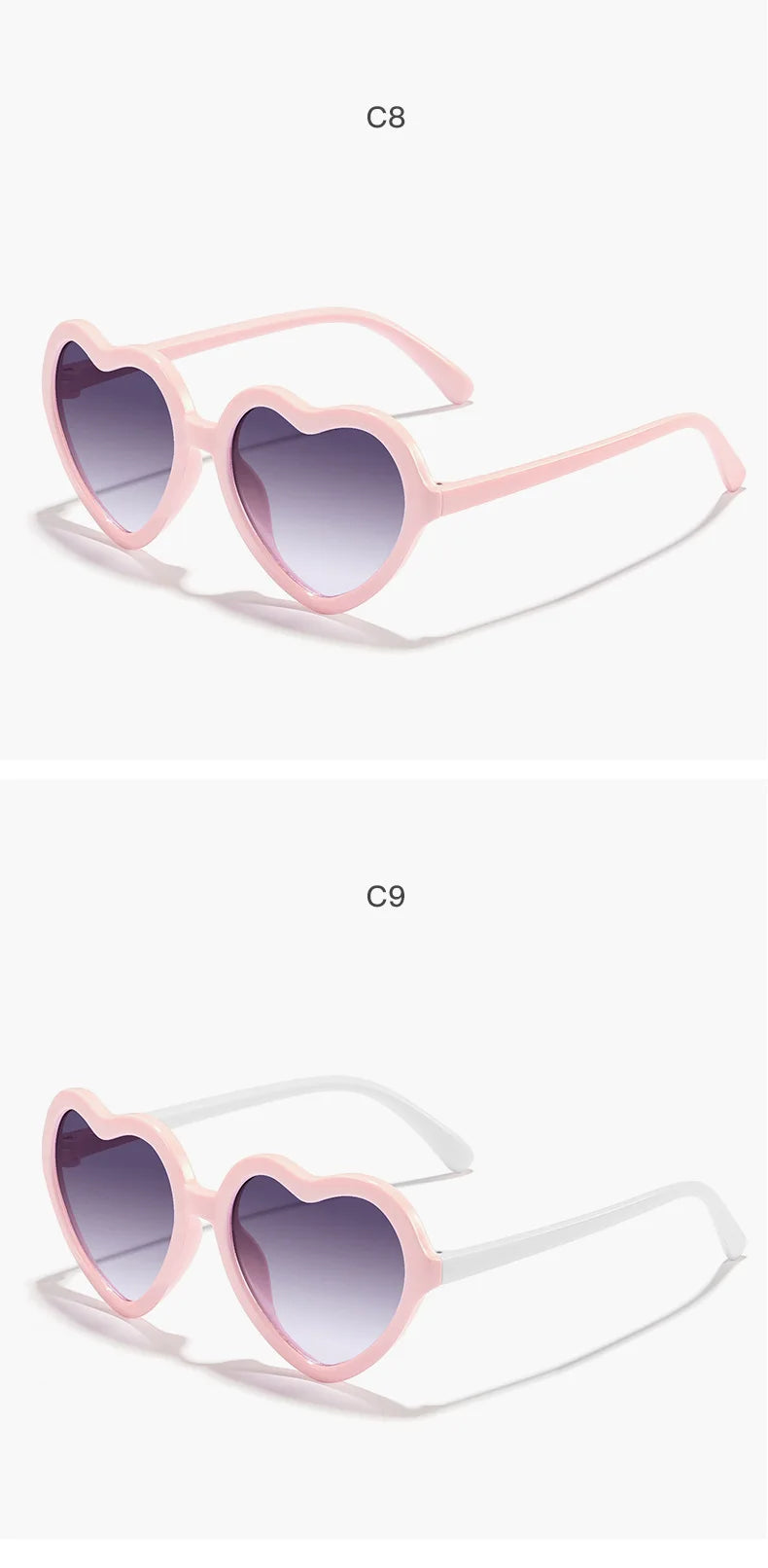 Ochelari de soare eleganți pentru copii, roz trandafiriu, cu inimioare, protecție UV400, ramă reglabilă, pentru băieți, fete, bebeluși și copii mici de 0-12 ani