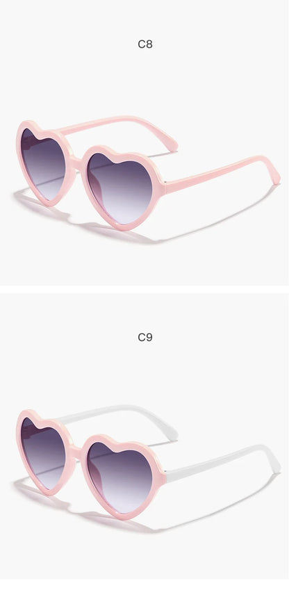Ochelari de soare eleganți pentru copii, roz trandafiriu, cu inimioare, protecție UV400, ramă reglabilă, pentru băieți, fete, bebeluși și copii mici de 0-12 ani