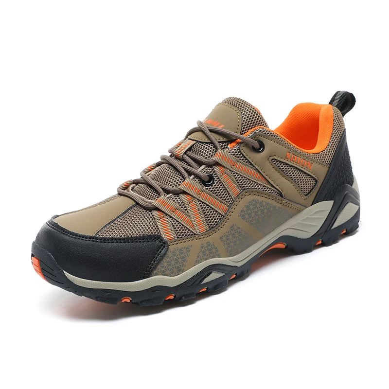Sapatos de caminhada de marca para homem em malha respirável, calçado de viagem outdoor impermeável para caça e pesca, sapatos desportivos de montanha, todo-o-terreno e equitação