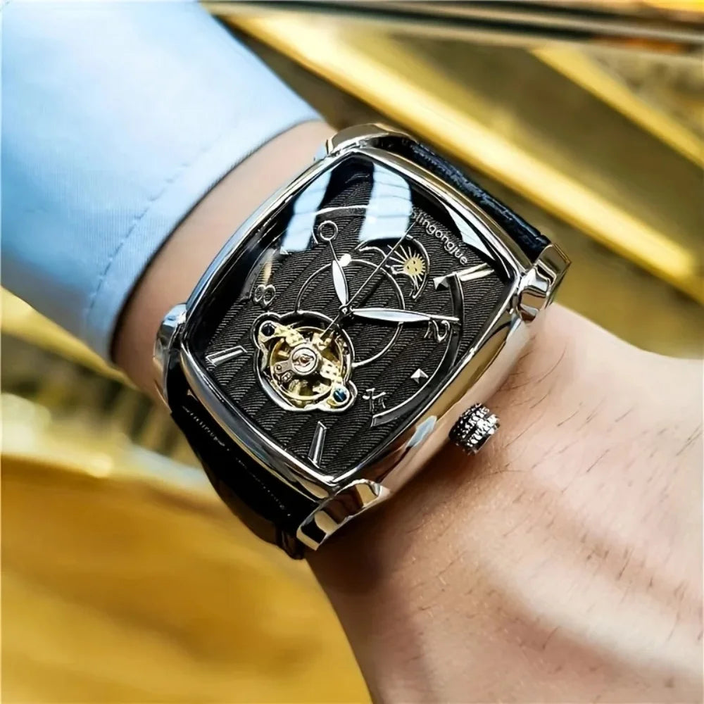 [Luksuzni mehanički sat s tourbillonom] Lagani luksuzni mehanički sat s tourbillonom za muškarce – vrhunski, potpuno automatski model u trendi 'skelet' stilu, idealan za poslovnu odjeću o
