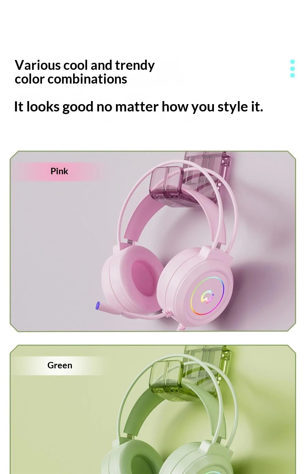 Casque de jeu filaire Paw Hunter T9 avec microphone et éclairage RGB, son surround virtuel 7.1, casque supra-auriculaire pour PC, ordinateur portable et jeux.