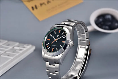 PAGANI DESIGN 2026 New Green Glass Men's Mechanical Watches Automatic Watch Men AR Sapphire crystal Stainless steel Wristwatch