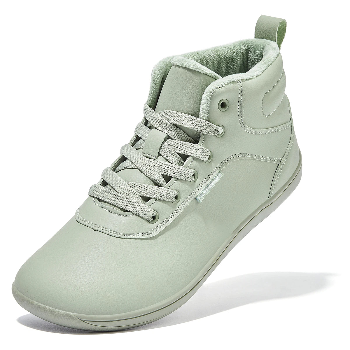 HOBIBEAR Unisex-Barfußschuhe für den Winter, Damen und Herren, breite Zehenkappe, mit Kunstfell gefüttert, Knöchel-Sneaker, Schnürschuhe aus Kunstleder