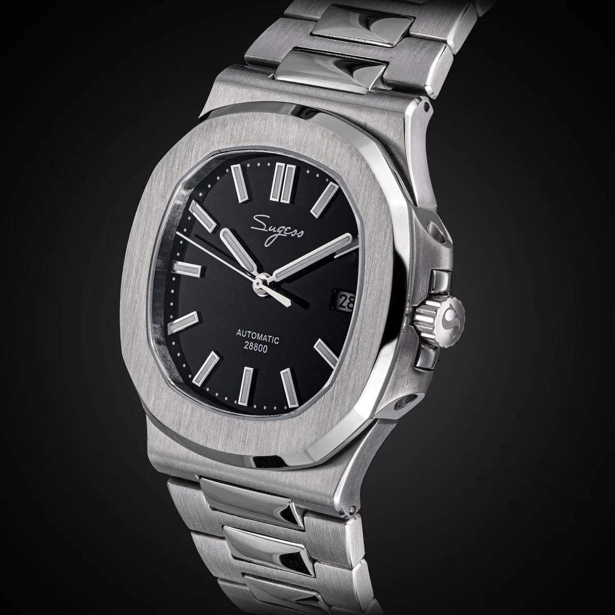 Orologio da uomo Sugess automatico meccanico, movimento Miyota 9015, quadrante MOP, luminoso, impermeabile 5bar, bracciale di lusso S466