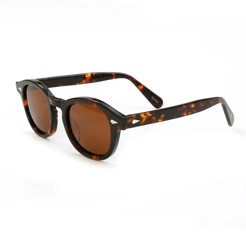 Ochelari de soare polarizați pentru bărbați și femei, stil Johnny Depp Lemtosh, ochelari de soare retro cu ramă rotundă din acetat și lentile UV400, Oculos
