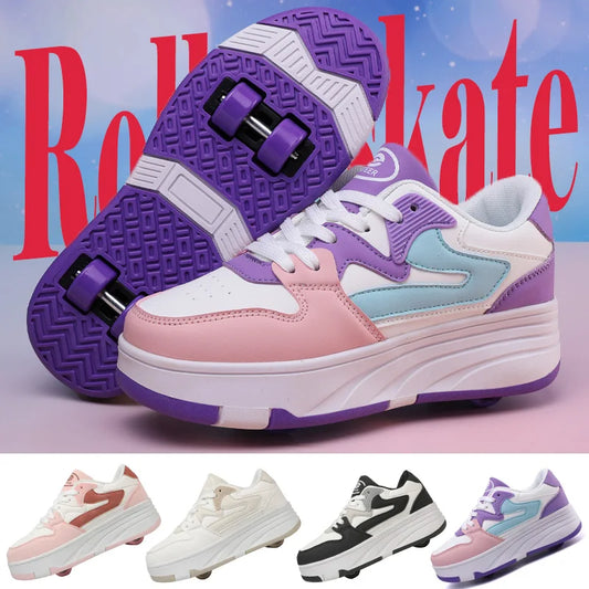 Children's Outdoor Sports Roller Skates Shoes Single Row Wheel kids Sliding Shoes four-Wheel for boys and grils