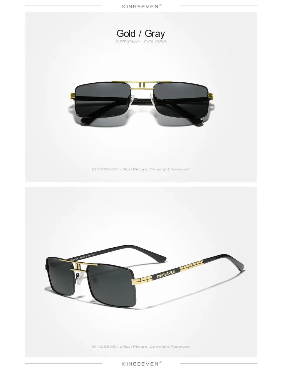 Ochelari de soare cu ramă dreptunghiulară pentru bărbați marca KINGSEVEN, cu lentile polarizate, ochelari de modă pentru șofat, protecție UV400