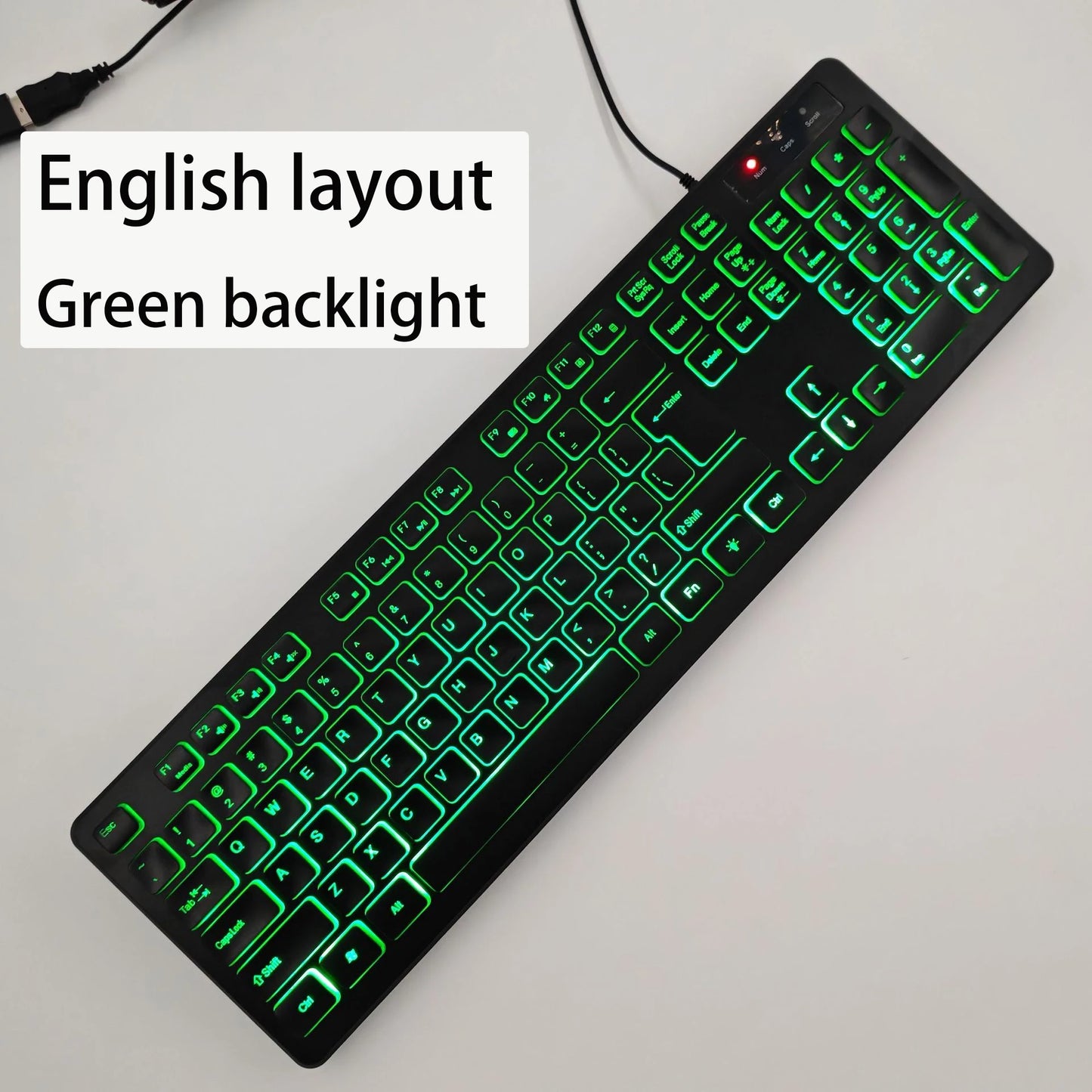Teclado gaming de secretária com fios e retroiluminado, layout de teclado espanhol/francês (AZERTY)/russo/árabe/alemão, para computador de secretária e escritório