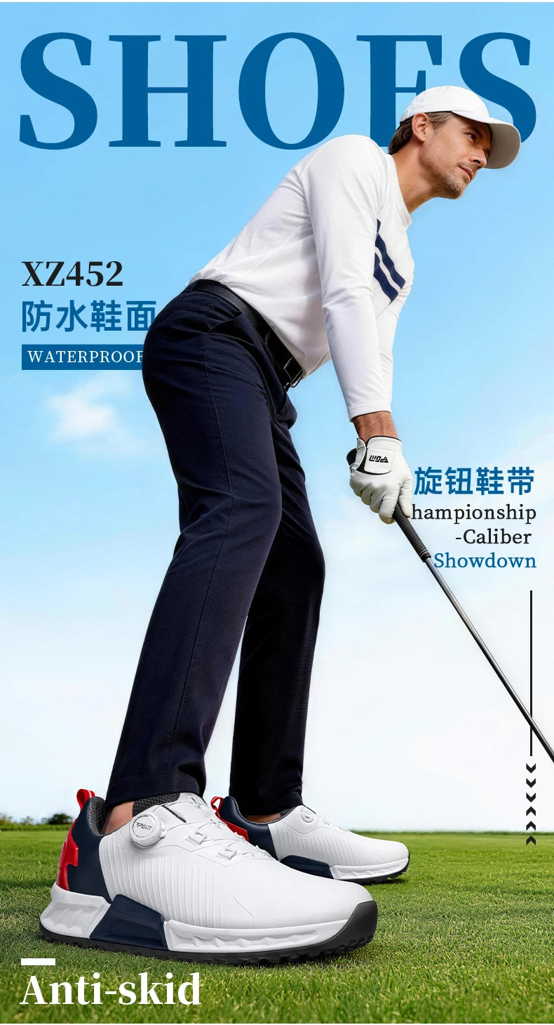 PGM Golf Shoes Men's Cushioning Rebound Sneakers, Knob Men's Shoes, Wear-Resistant TPU Waterproof Shoes