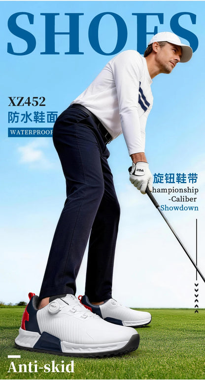 PGM Golf Shoes Men's Cushioning Rebound Sneakers, Knob Men's Shoes, Wear-Resistant TPU Waterproof Shoes