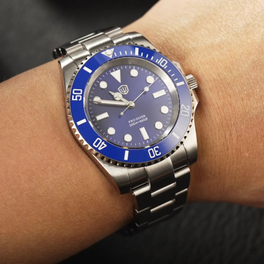 Watchdives WD1680Q V2 Men Watch VH31 Sweep Second Quartz Movement AR Sapphire Luminous BGW9 20Bar Waterproof Steel Wristwatches