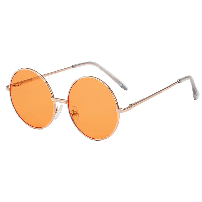 Ochelari de soare pentru copii cu ramă metalică, rotunzi, simpli, cu protecție împotriva razelor ultraviolete, ochelari pentru copii