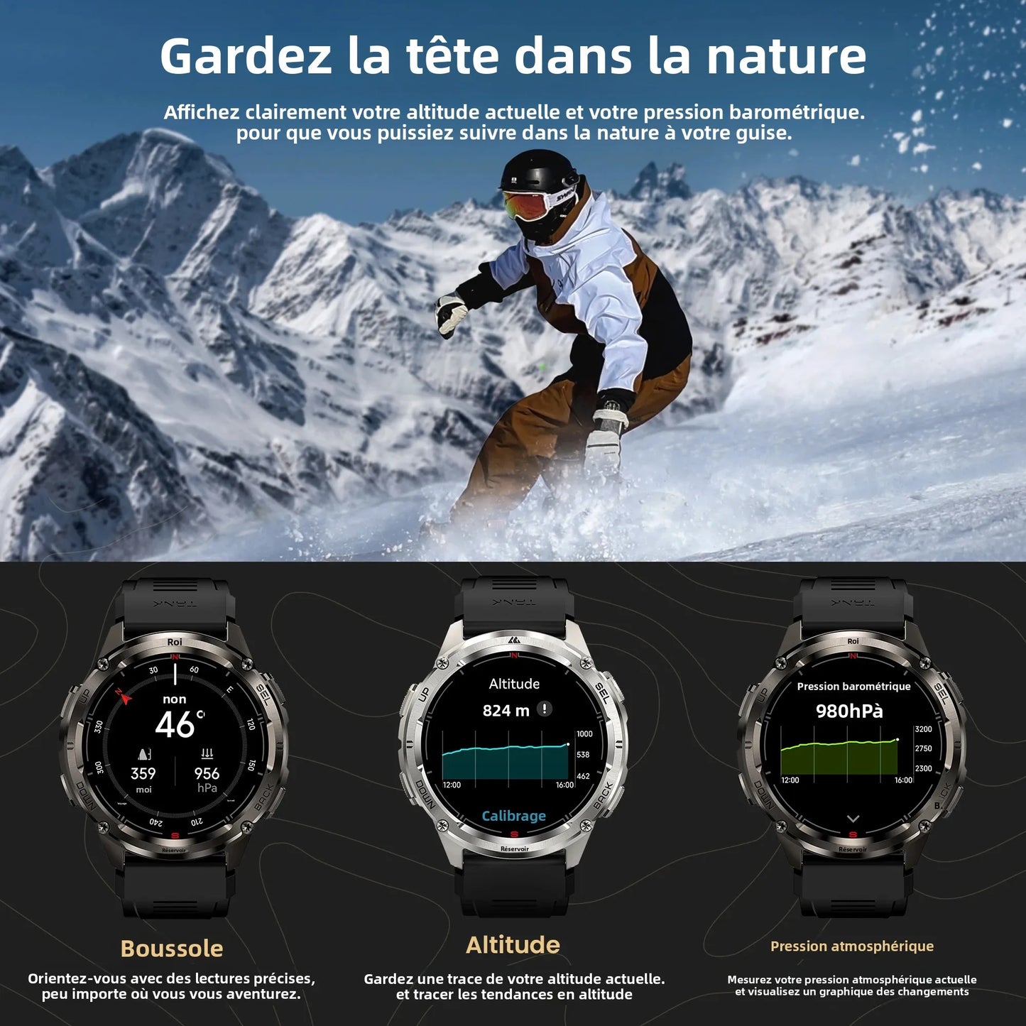 KOSPET TANK T3 Ultra 2 GPS Smart Watch for Men Bluetooth Call 5ATM IP69K Waterproof Men's Watch Stainless Steel Health Monitor