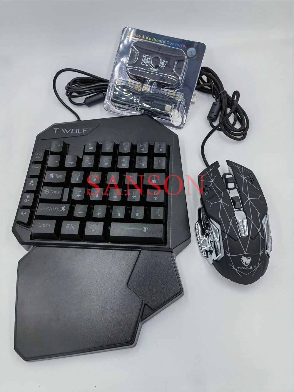 Kit Mobilador Gamer Gaming-Kit Tastatur Maus Mobile-Games-Konverter 3-in-1-Combo Einhand-Tastatur für PUBG Mobile Games TF900