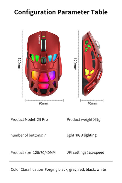 Лека геймърска мишка Lenovo Tri-Mode с RGB зарядна докинг станция 12000DPI 2.4G/Bluetooth/кабелна ергономична мишка за PC и лаптоп