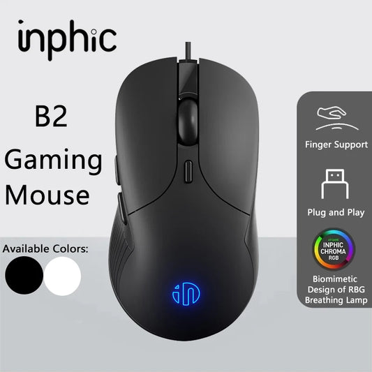 INPHIC B2 USB Wired Mouse, Silent Office Gaming Mouse for PC and Laptops