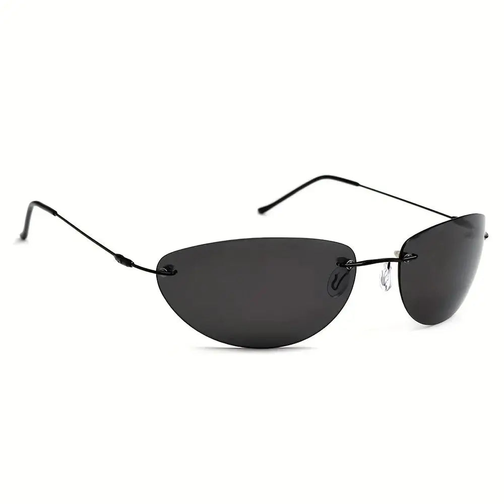 Ochelari de soare polarizați din titan, în stilul Neo din „Matrix”, ultralegeri, fără ramă, pentru bărbați, destinați conducerii, cu design de marcă – Oculos De So