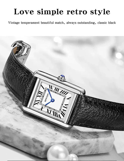 SANDA 9031/1108 Sport Casual Women Men Quartz Watches Reloj Luxury Couple Watch Resistant Leather Strap Square Dial Waterproof