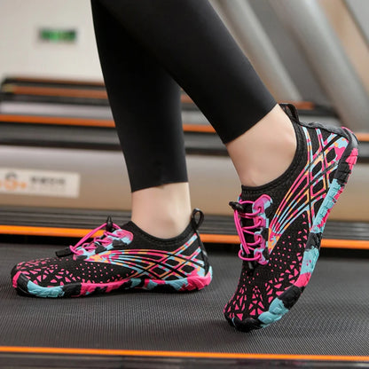 Qiuck Drying Aqua Shoes Women's Water Shoes Swimming Barefoot Five Fingers Aqua Shoes Colorful Beach Seaside Light Sneakers