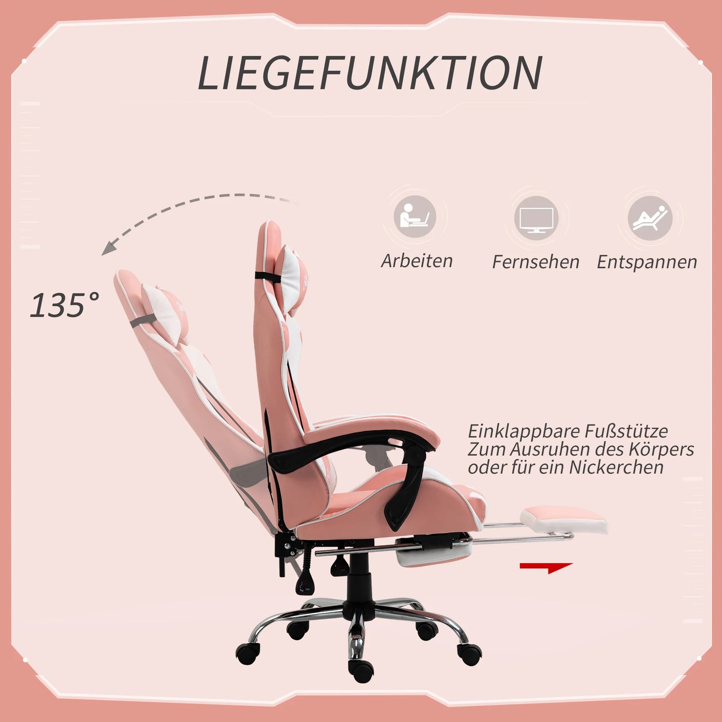 Gaming chair, ergonomic office chair with headrest, massage lumbar cushion, swivel foot gaming chair, computer chair