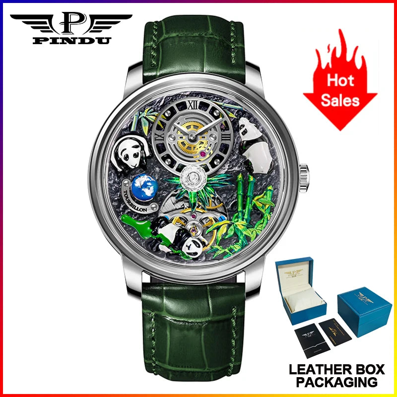 PINDU Panda National Treasure Series Mechanical Watch Men M2791B Movement Sapphire Mirror Waterproof Automatic Mechanical Watch