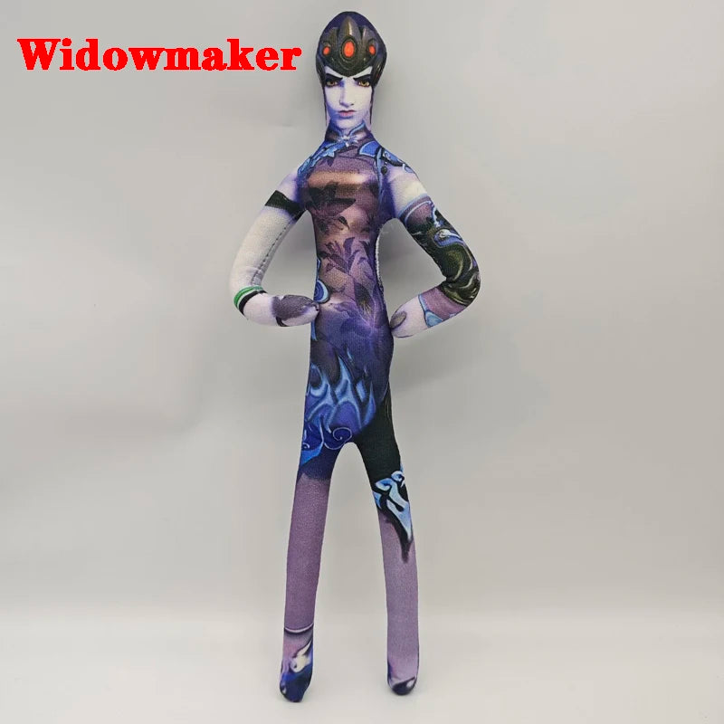Pelúcia figura de anime e jogo Overwatch D.Va / Doomfist / Genji / Widowmaker, 26cm, corpo flexível com arame, várias posturas