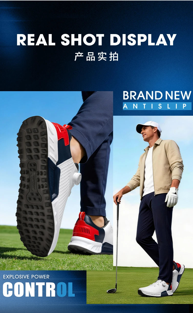 PGM Golf Shoes Men's Cushioning Rebound Sneakers, Knob Men's Shoes, Wear-Resistant TPU Waterproof Shoes